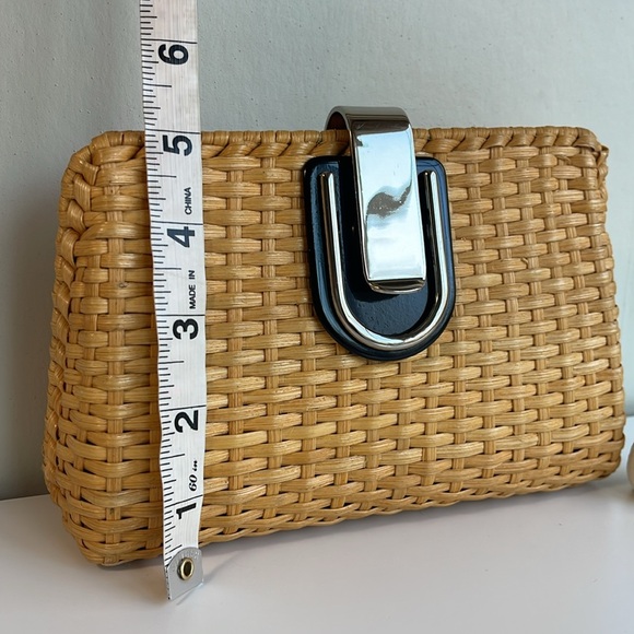 Ann Taylor Framed Wicker Clutch Handbag